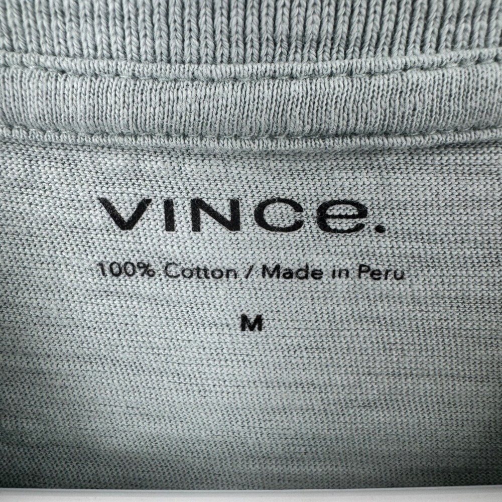 Vince Mens Sage Green Slub Cotton Short Sleeve Polo Shirt Size M Made in Peru - Picture 6 of 9